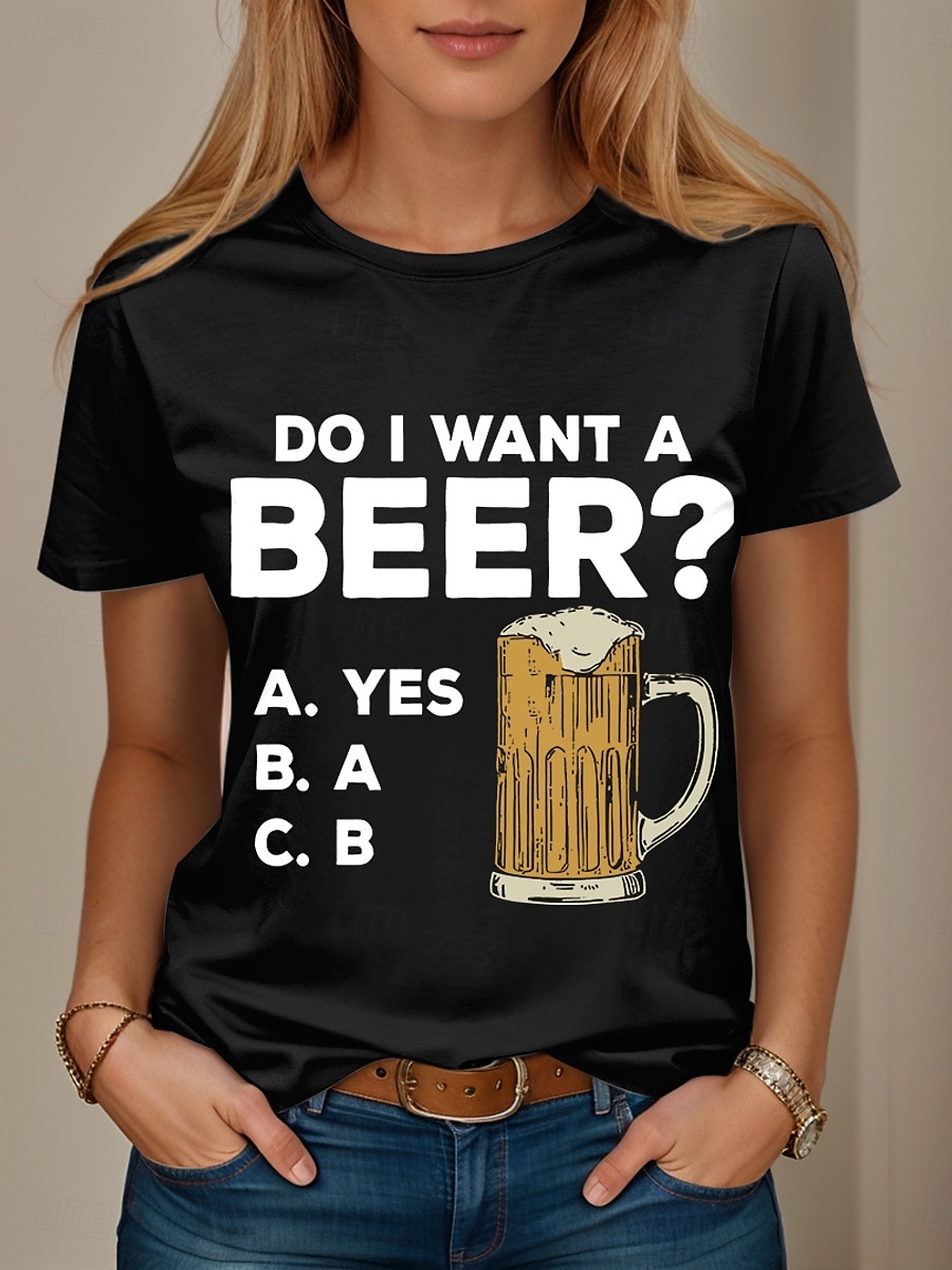 Oktoberfest Pentru femei Tricou Grafic Scrisă Bere Stilat Casual Manșon scurt Rotund Topuri obișnuite Zilnic Sfârșit de săptămână Imprimeu Negru Alb Roz Îmbujorat Albastru piscină Mov Vară Primăvară 2025 - $19.99 –P2