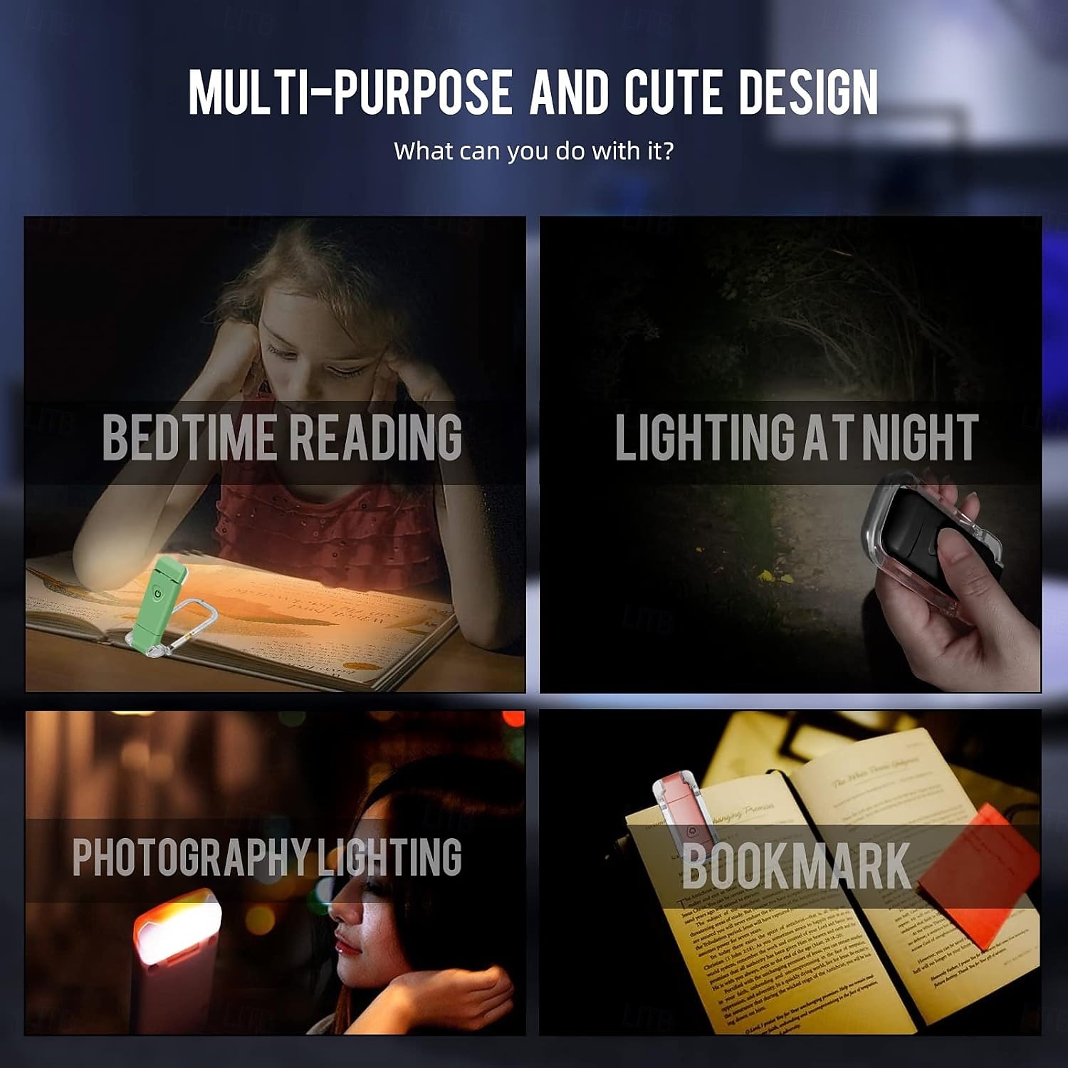 USB Rechargeable Book Light for Reading in Bed Clip-on LED Reading Lamps Portable Bookmark Lights for Kids Book Lovers Warm White Brightness Adjustable for Eye Protection (Pink White Black Blue) 2025 - $12.49 –P2