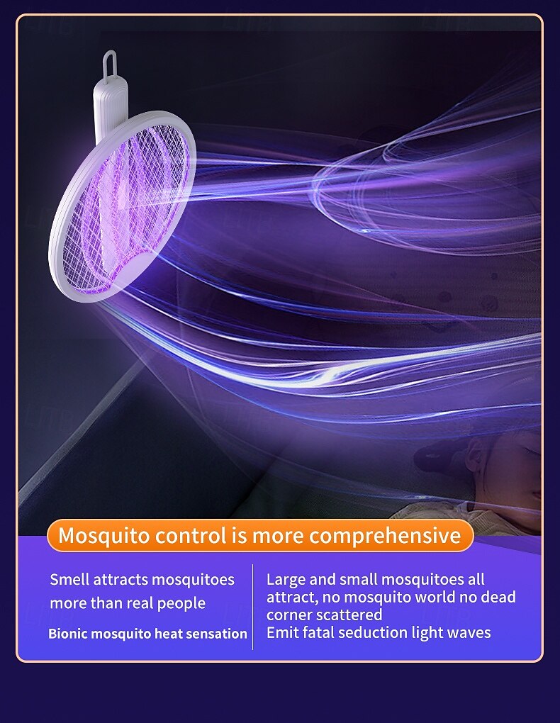 USB 2-in-1 Folding Mosquito Swatter Lamp – Rechargeable Electric Fly Killer for Dormitory and Home Use 2025 - $22.99 –P8