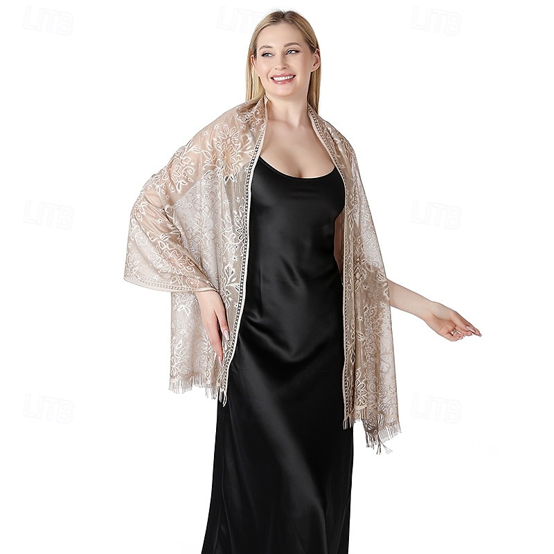 Retró Ordító 20-as évek 1920-as évek sál Wrap Kendők A nagy Gatsby Flapper lány Rojt Tömör szín Női Farsang Esküvő Estély Álarcos mulatság Felnőttek Kendő 2025 - $10.99 –P12