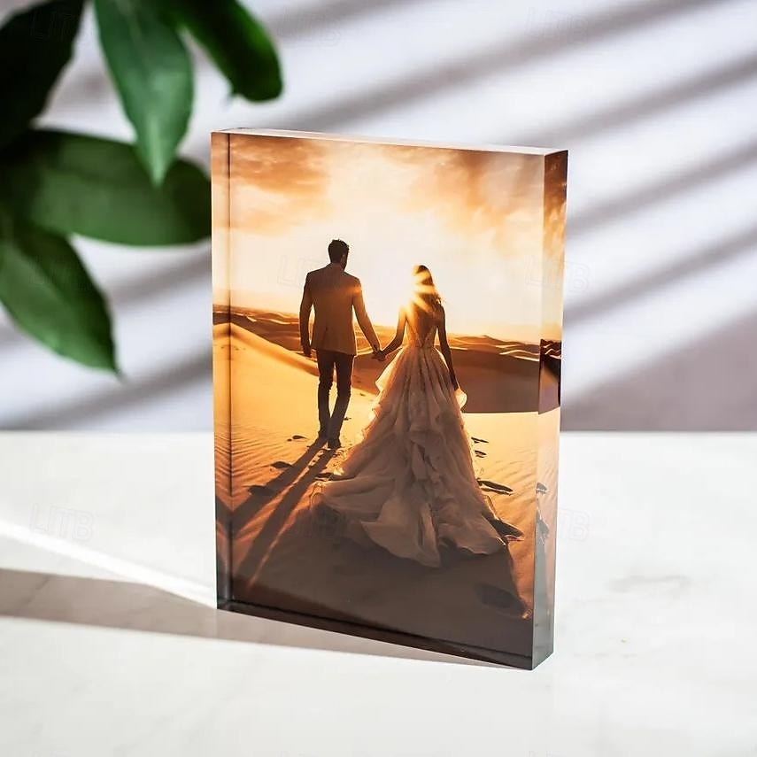 Personalized Photo Block Acrylic Glass Photo Block Custom Acrylic Block Photo Crystal Wedding gift Birthday Father's Day Weddings 2025 - GBP £14 –P5