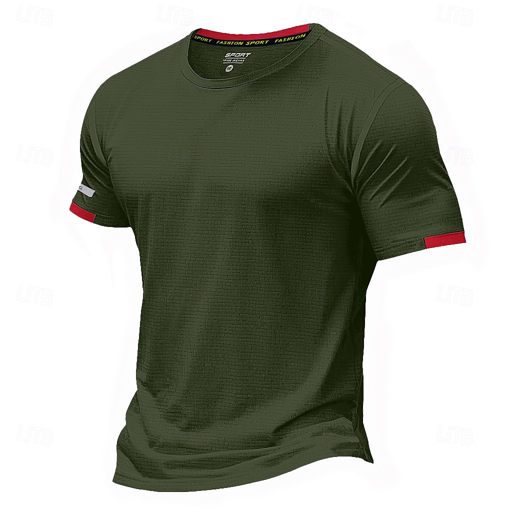 2025年 男性用 Tシャツ マッスルシャツ 半袖 クルーネック 夏 活発的 クラシック スポーツ ランニング ライトブルー ブラック ライトグリーン メンズトップTシャツ  コレクション – $11.49 –P8