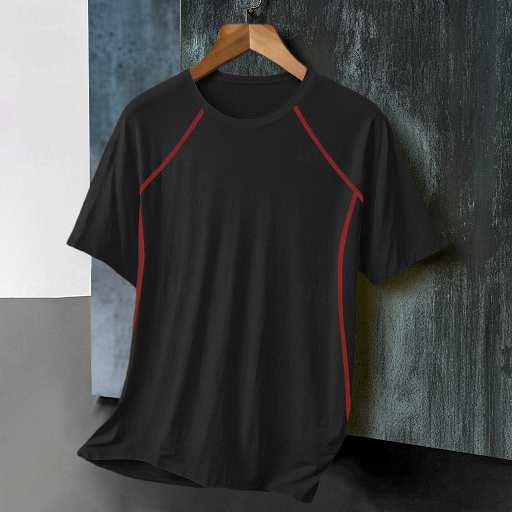Men's T Shirt Muscle Shirt Moisture Wicking Shirts Short Sleeve Crew Neck Summer Plain Sports Lightweight Sporty Athletic Fitness Gyms Red black White Black Top Tee for Men 2026 - $10.99 –P7