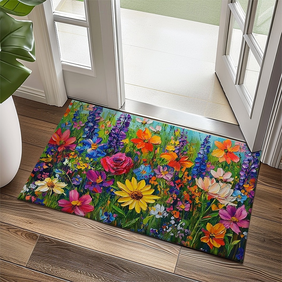 Blumen Fußmatte Küchenteppich Bodenmatte Rutschfeste Fläche Teppich Ölresistenter Teppich Innen Außenmatte Schlafzimmerdekor Badezimmermatte Eingangs teppich Frühling Sommer 2025 - $13.99 –P3