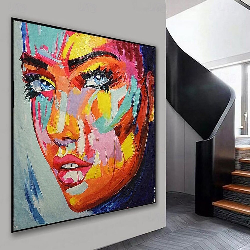 nóż pattle kobiety twarz olej malarstwo ręcznie robiony duży rozmiar figurka akryl oli malarstwo duży obraz płótno malarstwo ręcznie malowane pokryte pop art malarstwo do sypialni salon sztuka 2025 - $116.99 –P5