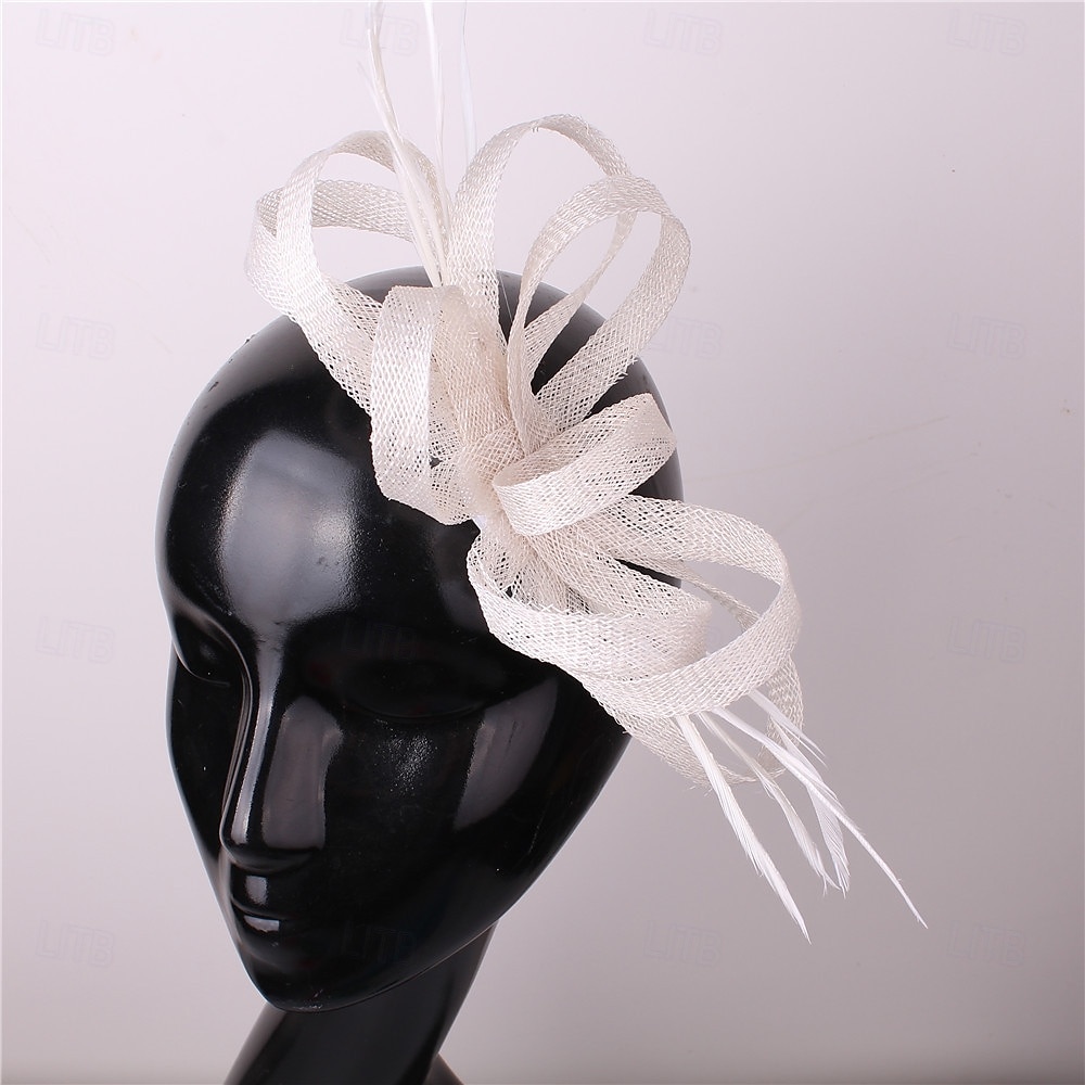 Kopfschmuck Faux Leinen Hochzeits Pferderennen Cocktail Elegant Süß Mit Feder Kopfschmuck Kopfbedeckung 2025 - $31.99 –P5