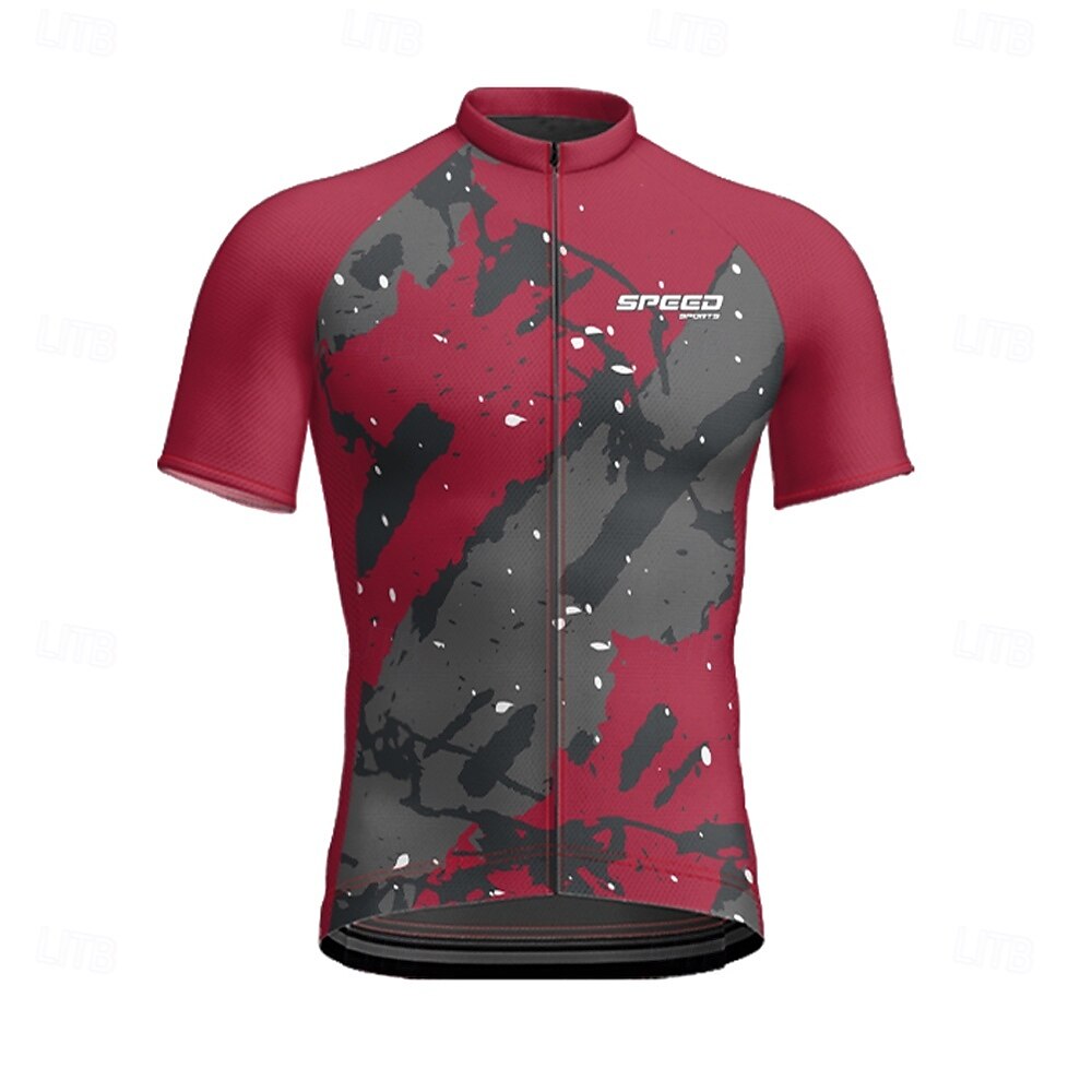Męskie Koszulka rowerowa Krótki rękaw Rower Tee Tshirt Dżersej z 3 tylnymi kieszeniami Kolarstwo górskie Oddychający Szybkie wysychanie Anatomiczny kształt Odprowadzające wilgoć Burgundowy Granatowy 2025 - $28.99 –P19
