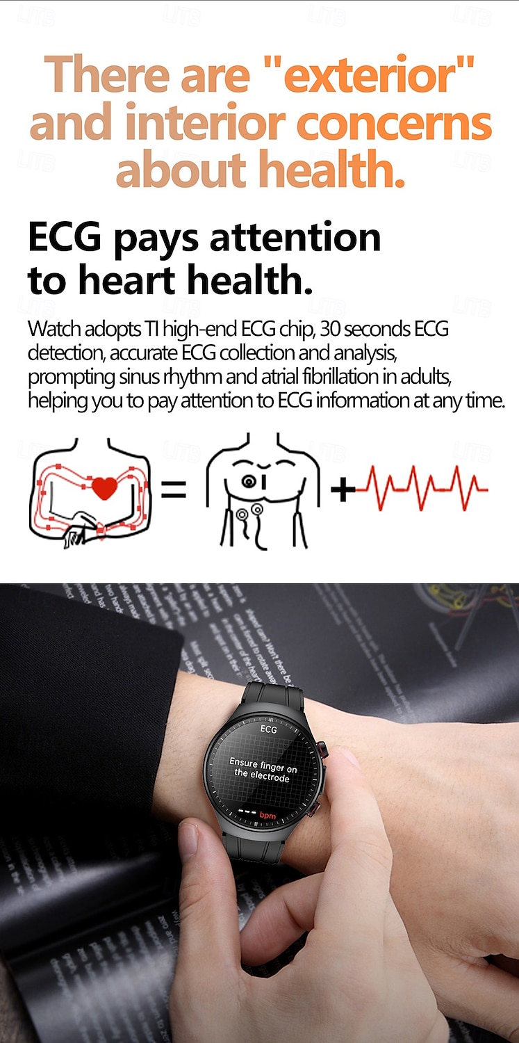 iMosi ET488 Smart Watch 1.43 inch Smartwatch Fitness Running Watch Bluetooth ECG+PPG Temperature Monitoring Pedometer Compatible with Android iOS Women Men Hands-Free Calls Waterproof Media Control 2025 - $98.99 –P4