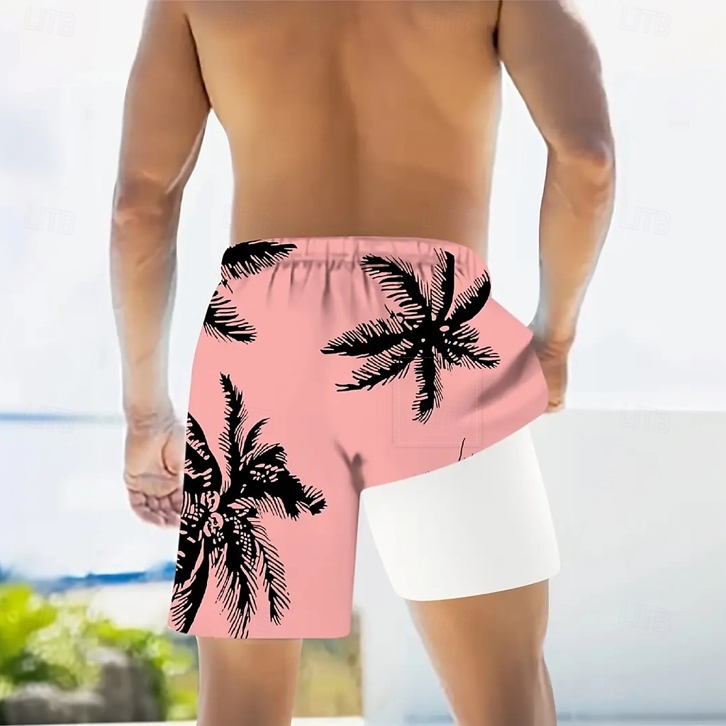 Herren Kokospalme Tropische Pflanzen Gefütterte Shorts 2 in 1 Badeshorts Badeshorts Mittlere Taille Hawaiianisch Strandbekleidung Seitentaschen Mit Kompressionsfutter Elastischer Kordelzug in der 2025 - $21.99 –P4
