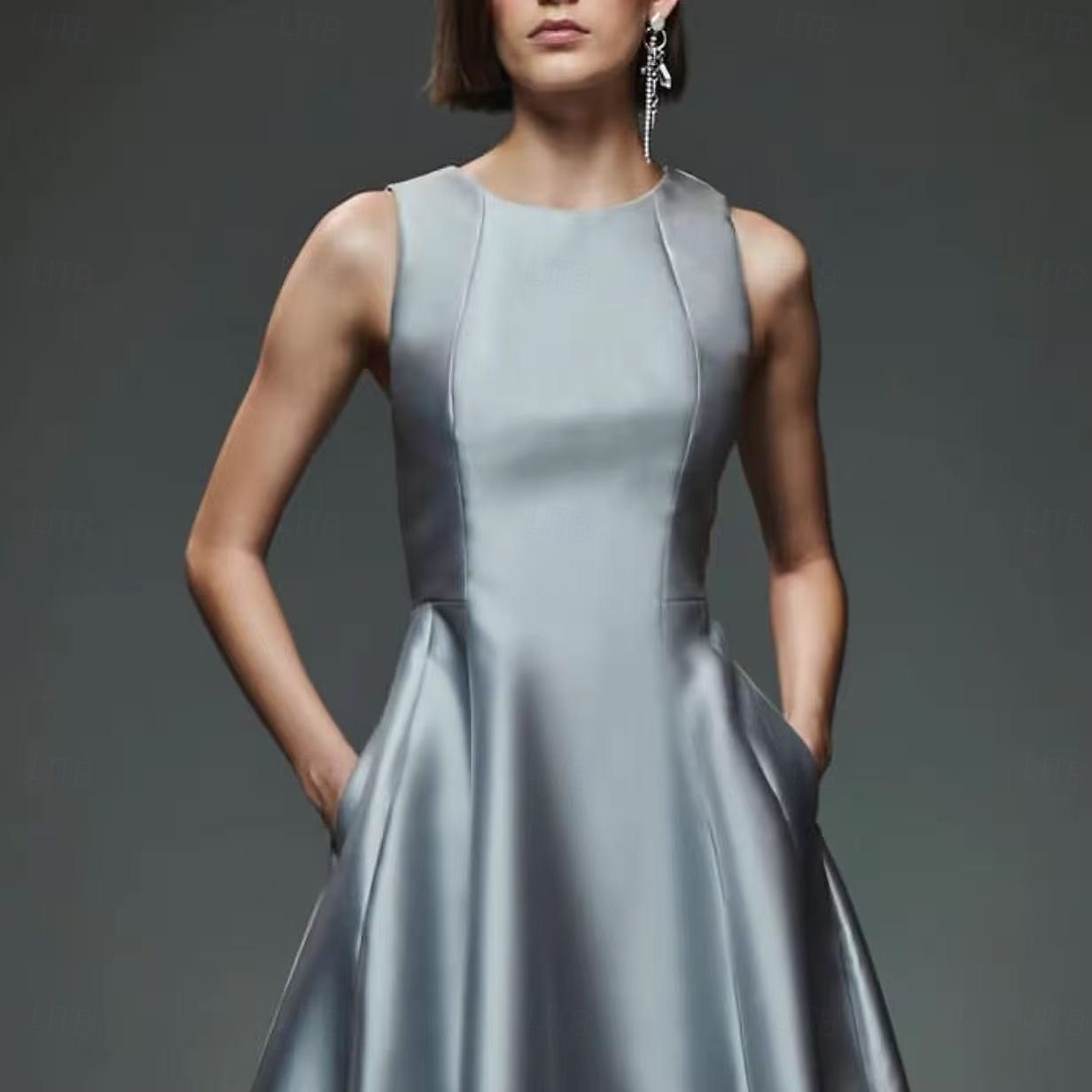Robe de Soirée A-Line Robe de Fête Soirée Prom Longueur de Sol Sans Manches Col Ronde Coton Dos Nu avec Croisés de 2025 ? $133.99 –P4
