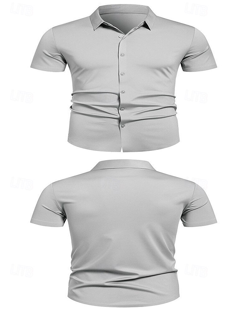 Men's Dress Shirt Button Up Shirt Plain Wedding Party Black White Red Blue Short Sleeve Lapel Spring &  Fall Clothing Apparel 2025 - $24.99 –P2