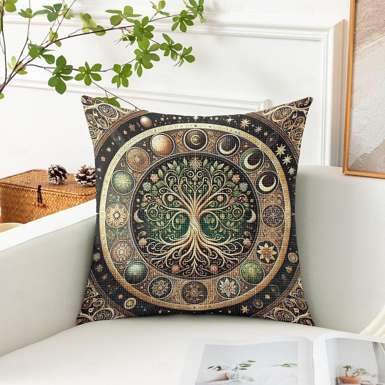 Housse de coussin décorative arbre de vie 1PC coussin carré doux pour canapé housse de coussin pour chambre à coucher salon chaise de 2025 ? $12.99 –P3