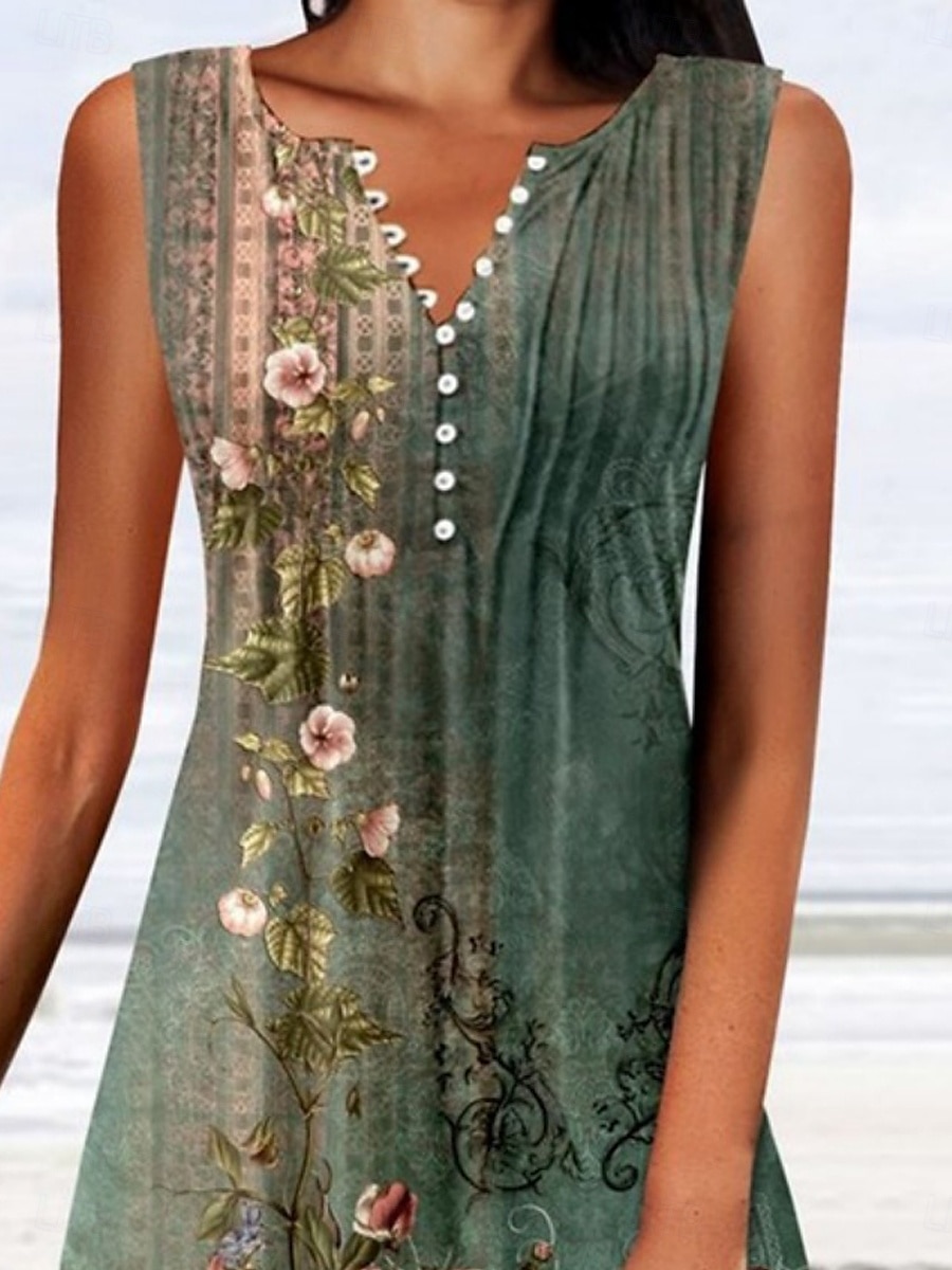 Rochie mini de femei rochie în A rochie T-Shirt rochie Tee off the shoulder casual vacanță zilnic ajustat floral grafic fără mâneci gât în V roz albastru verde gri vară 2025 - $24.99 –P2
