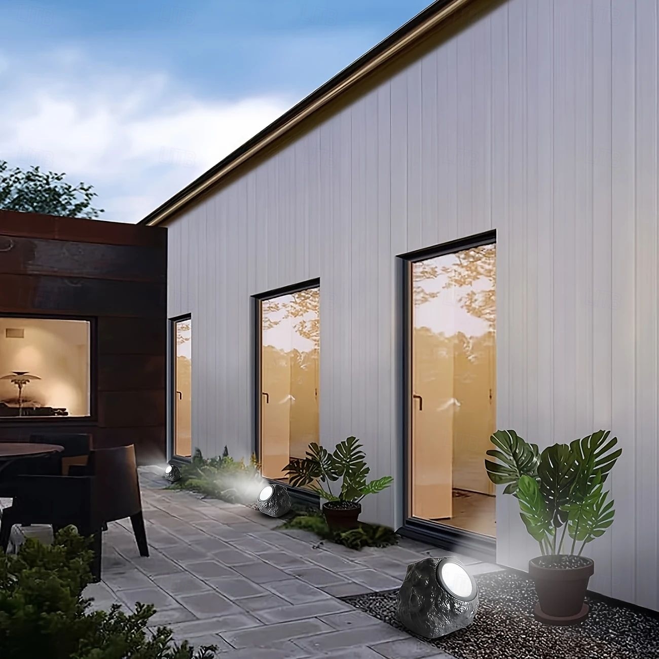led solenergi utomhusljus spotlights bärbar vattentät led varmvit/vit spotlight landskapssimulering stenljus för trottoar innergård gräsmatta belysning 1st 2025 - $50.99 –P8