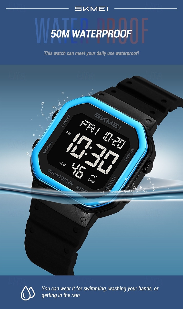 SKMEI Ins Wind Square Multi functional Waterproof Electronic Watch for Male and Female Students 2025 - $28.99 –P7