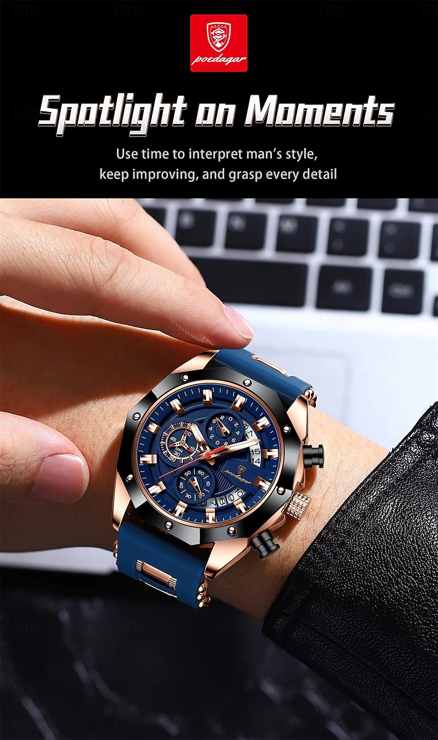 POEDAGAR Fashion Men Watch Waterproof Luminous Chronograph Date Man Wristwatch Silicone Strap Luxury Sports Men's Quartz Watches 2025 - $37.99 –P13