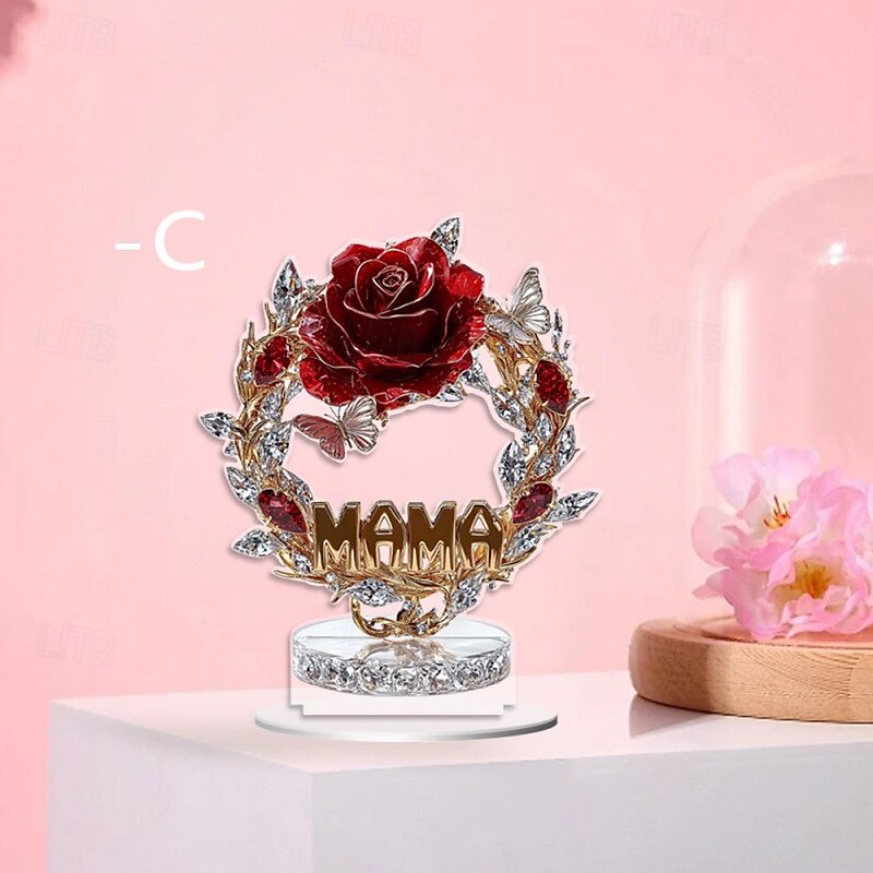 Cadeau de rose plate 2D pour femme, cadeau d'anniversaire de femme, cadeau de rose pour maman, imitation de rose en cristal, rose éternelle, meilleure amie de la femme, petite amie, pas besoin de 2025 ? $12.99 –P4