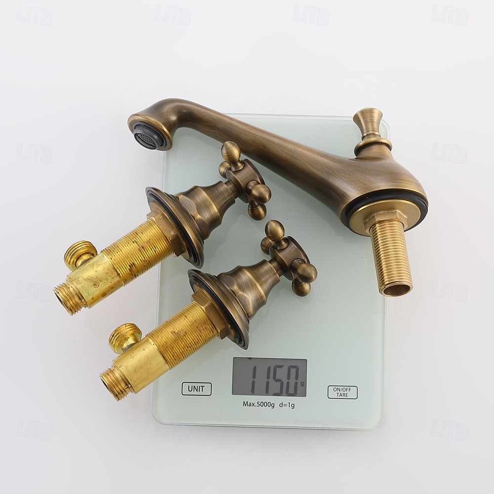 Robinet lavabo - Séparé Laiton Antique Diffusion large Deux poignées trois trousBath Taps de 2025 ? $194.99 –P7