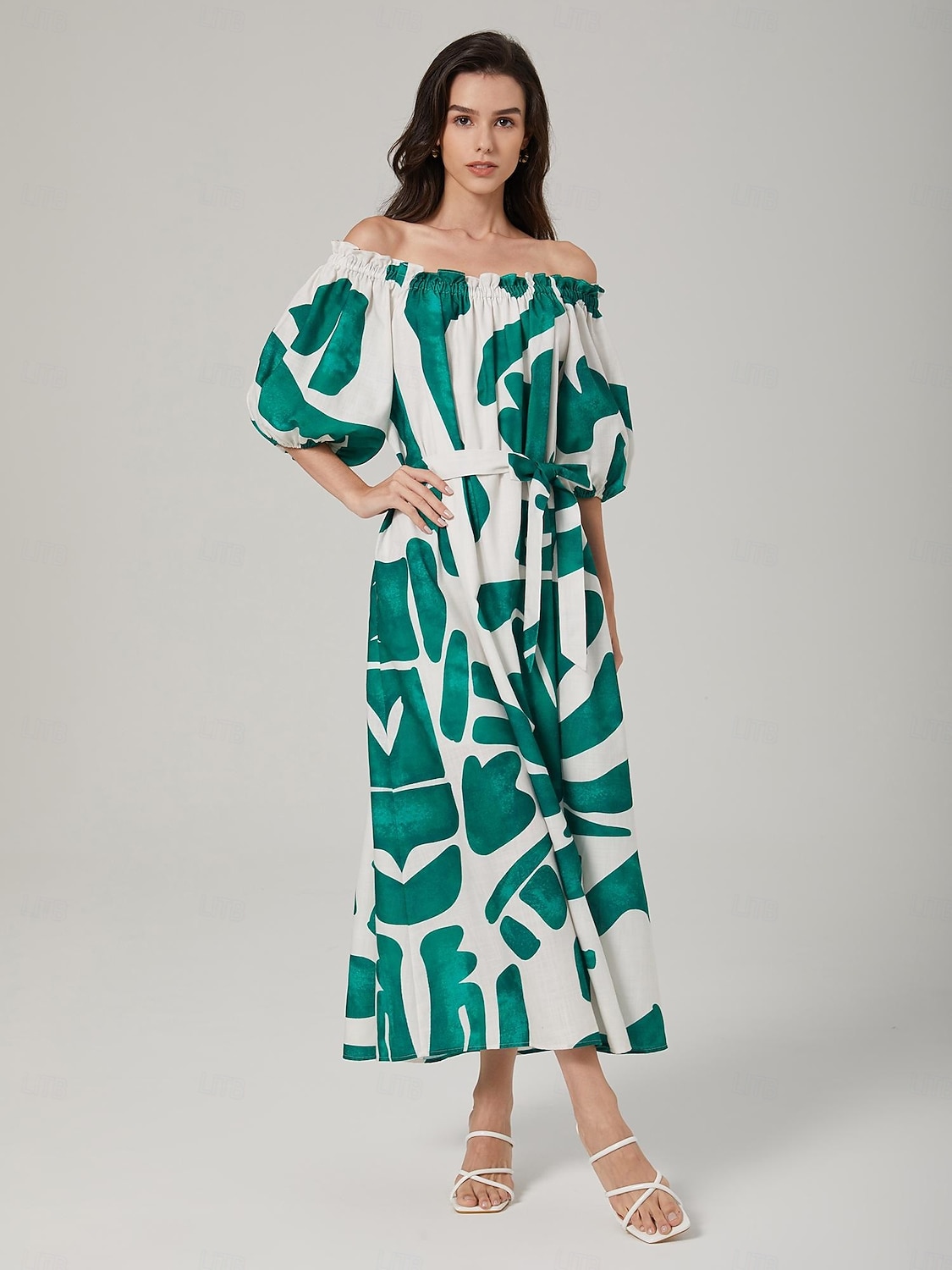 robe ample à col bateau et imprimé color-block de 2025 ? $87.99 –P2