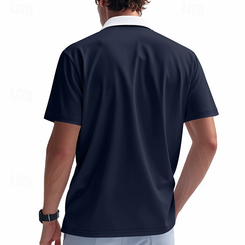 Voor heren Polo met kwartrits Golfshirt Dagelijks Feestdagen Kwart ritssluiting Korte mouw Modieus Basic Kleurenblok Lapwerk Zomer Lente Normale pasvorm Licht Blauw Zwart Wit Wijn Marineblauw Oranje 2025 - $17.99 –P19