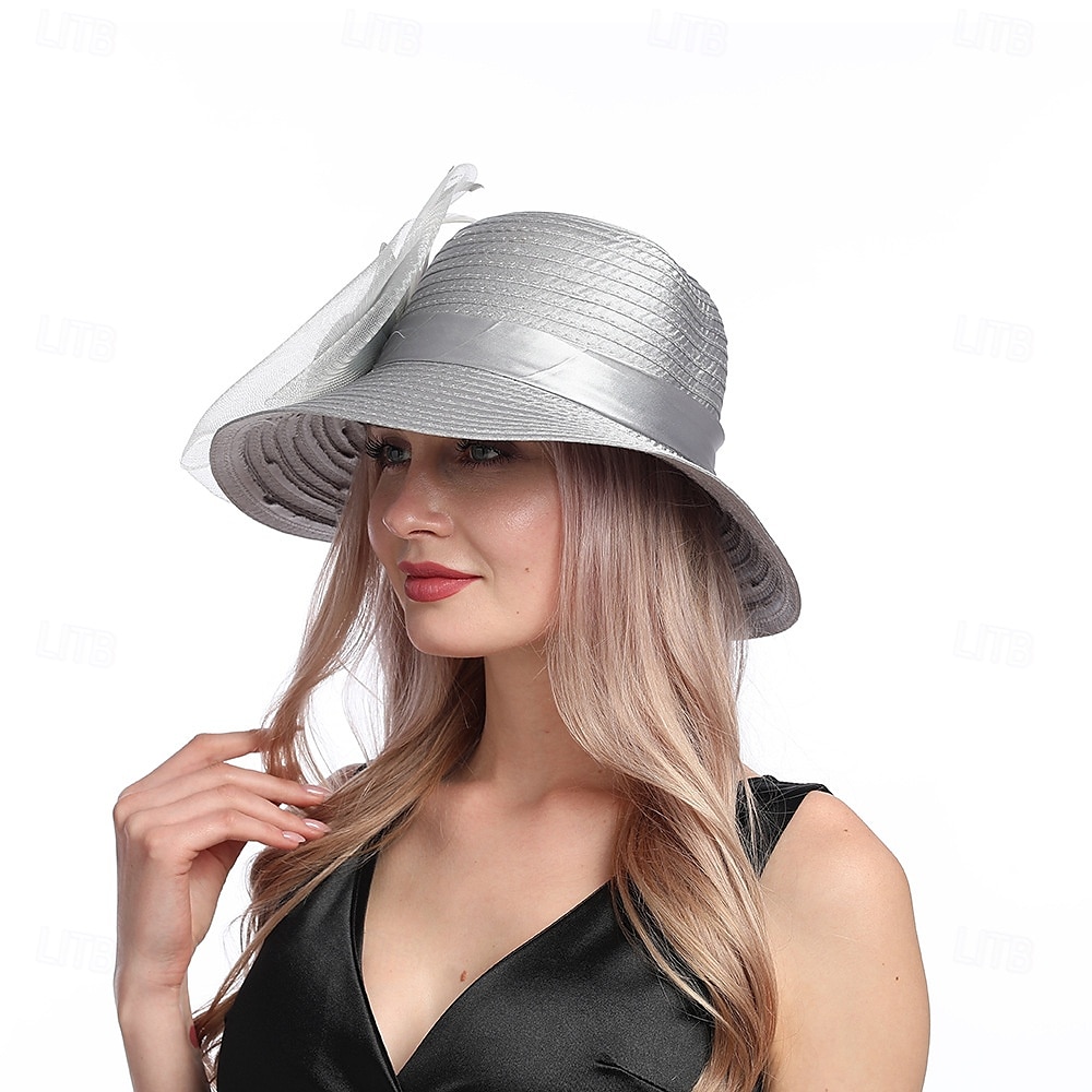 Hatter Organza Solhatt Ferie Te Fest Hesteveddeløp Cocktail Elegant Vintage Søt Med Blomster Hodepryd Hodeplagg 2025 - $31.99 –P6
