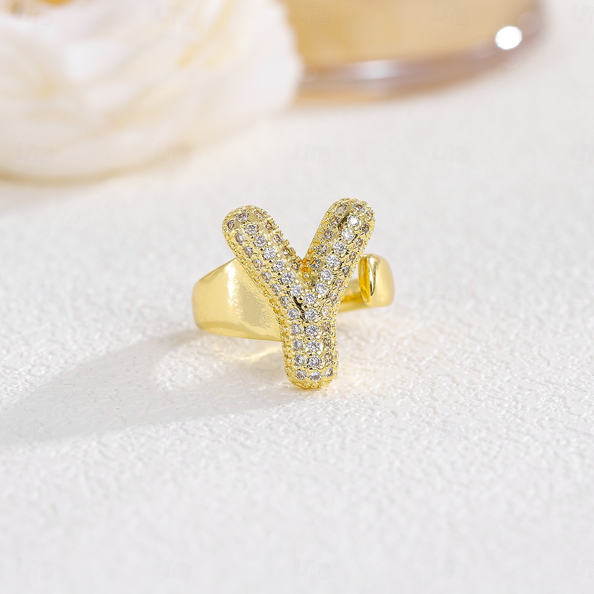 Personalized Letter Ring, Gift for Mom, 18K Gold Plated Adjustable Ring, Copper with Zircon, Open Band Initial Ring, Elegant and Stylish Jewelry for Women 2025 - AU $6.89 –P15