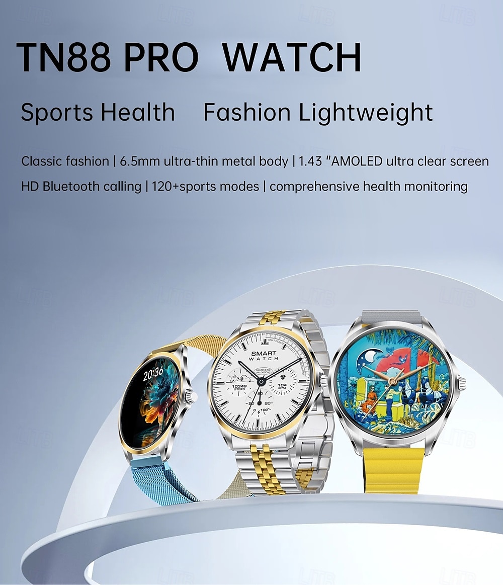 696 TN88 Orologio intelligente 1.43 pollice Intelligente Bracciale Bluetooth Pedometro Avviso di chiamata Monitoraggio del sonno Compatibile con Android iOS Da donna Da uomo Chiamate in vivavoce del 2025 a $65.99 –P1