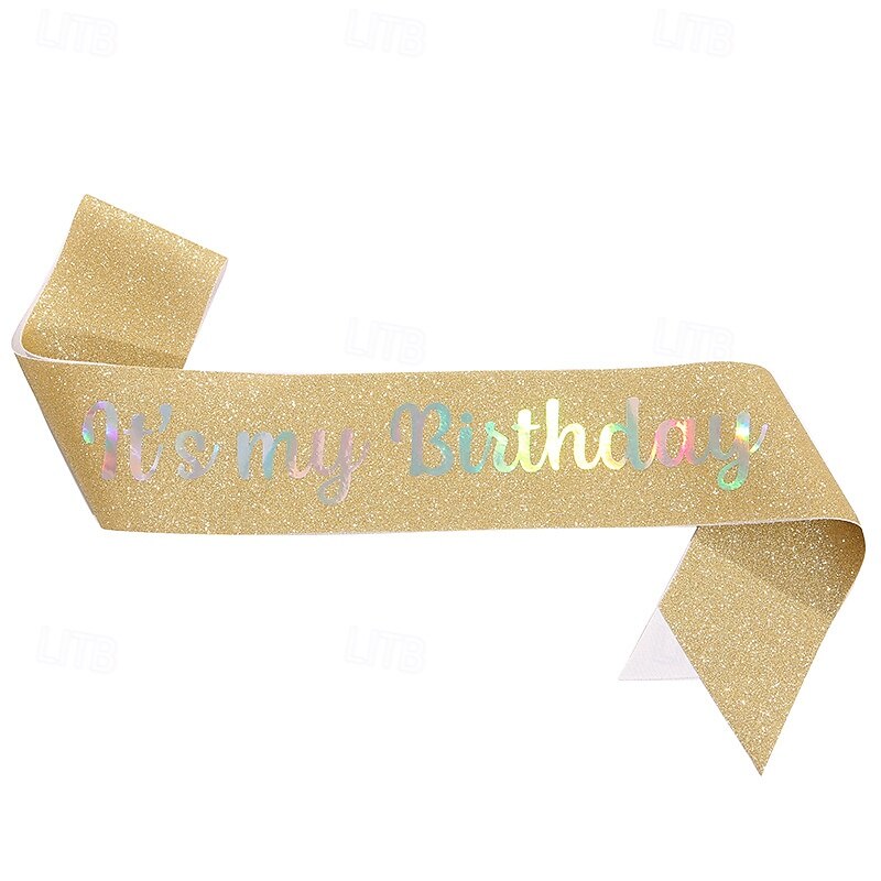 fascia per festa di compleanno in tessuto elastico glitterato, fascia "è il mio compleanno", cintura scintillante per feste per decorazioni per feste di compleanno per bambine del 2025 a $4.99 –P2