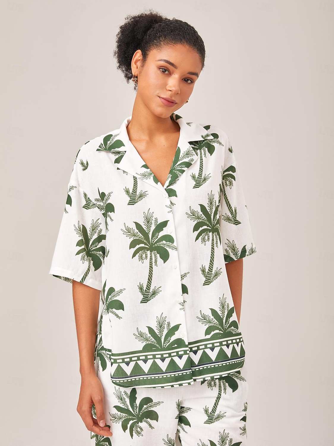 Femmes Col de chemise Vacances Tropical Mode Vert XS S M Été de 2025 ? $89.99 –P4