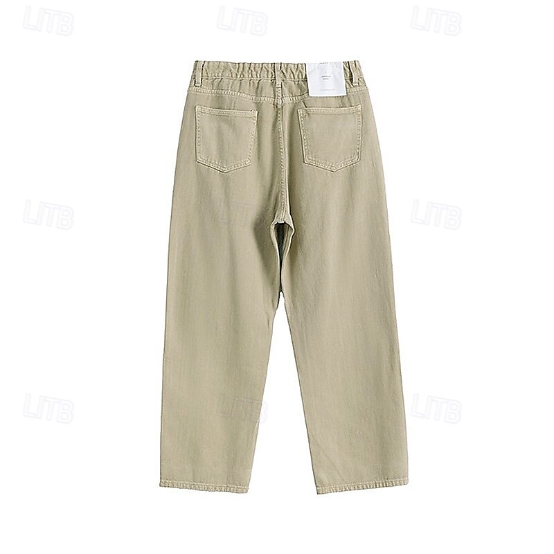 Homme Pantalon chino Boutons Avec Poches Jambe Droite Couleur Unie Longueur complète Extérieur Vacances Occasionnel Élégant Vacances Kaki clair Noir Micro-Élastique de 2025 ? $39.99 –P4