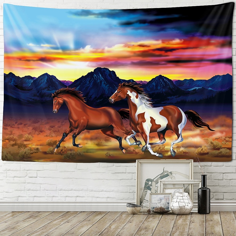 un gruppo di cavalli al galoppo animali piante e paesaggi arazzo appeso arte murale grande arazzo decorazione murale sfondo fotografico coperta tenda casa camera da letto soggiorno decorazione del 2026 a $18.99 –P5