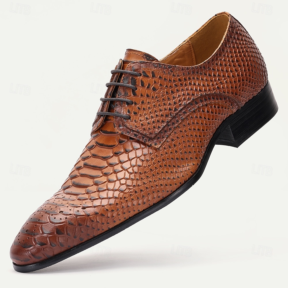 Elegante Oxford-Schnürschuhe aus Pythonleder für Herren – perfekt für Kentucky Derby und formelle Anlässe 2026 - $99.99 –P3