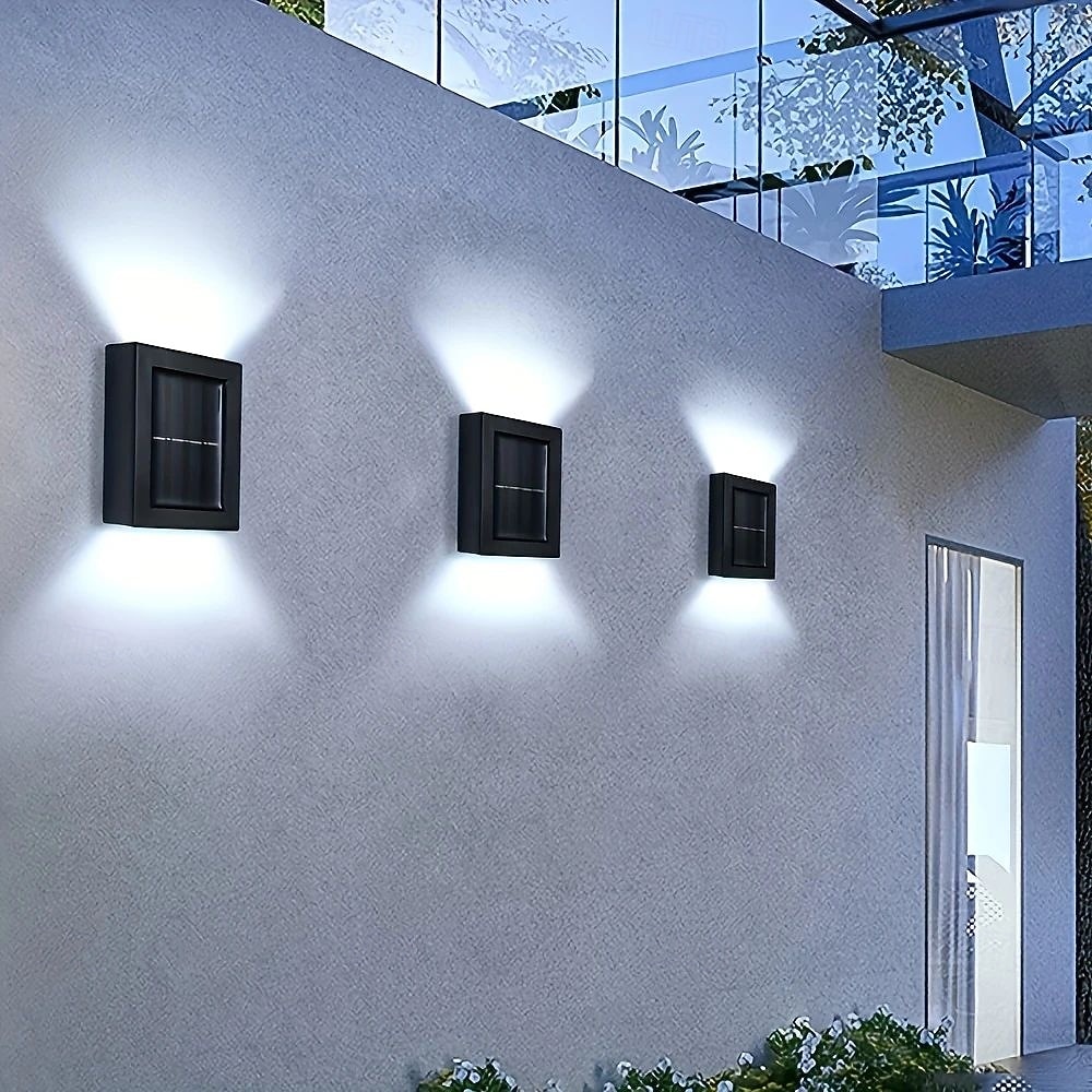 4 τεμ led ηλιακά φωτιστικά τοίχου αδιάβροχα πάνω κάτω 2 led αδιάβροχο φωτιστικό φράχτη εξωτερικού χώρου κατάλληλο για διακόσμηση κήπου βεράντας γκαράζ αυλής 2026 - $34.99 –P4