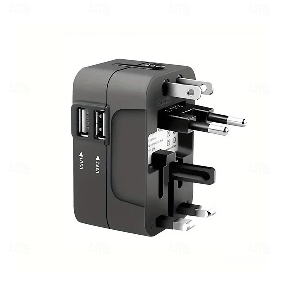 adattatore da viaggio universale spina multi-pin doppia porta usb presa di corrente caricabatterie convertitore eu us uk au spina disponibile del 2025 a $22.99 –P1