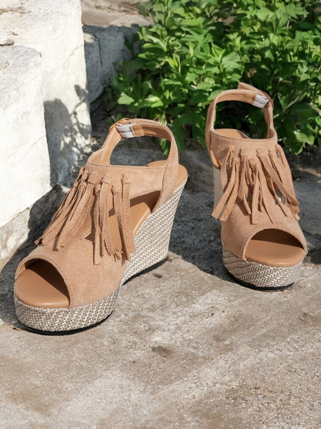 női rojtos ékszandál – boho peep toe platformsarkú cipő nyári tengerparti nyaraláshoz, elegáns alkalmi ruhák és fesztiválruházat 2025 - $26.99 –P2