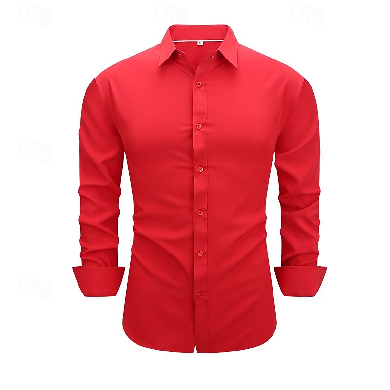 Men's Shirt Dress Shirt Button Up Shirt Solid / Plain Color Wedding Daily Black White Red Sky Blue Long Sleeve Turndown Spring &  Fall Clothing Apparel Patchwork 2025 - $27.99 –P6