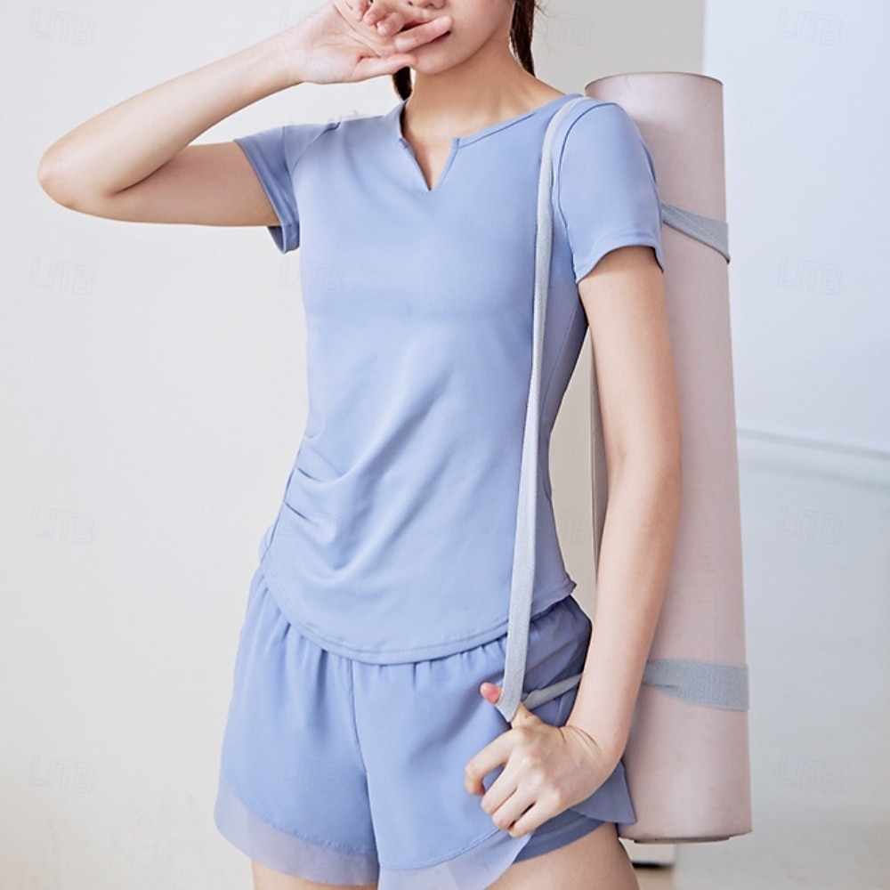 نسائي تيشيرت للجري كم قصير تي شيرت فضفاض ملابس الرياضة V رقبة لون سادة سريع جاف ناعم متنفس تمرين نادي رياضي المشي الركض ملابس رياضية ألبسة رياضية أسود فاتح أخضر أزرق 2025 - $18.49 –P5