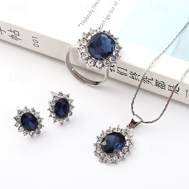 brudsmycken set 1 set strass legeringsringar örhängen halsband dam elegant mode personliga smycken set för jubileumsfest fest kväll klädsel 2025 - $11.99 -P1