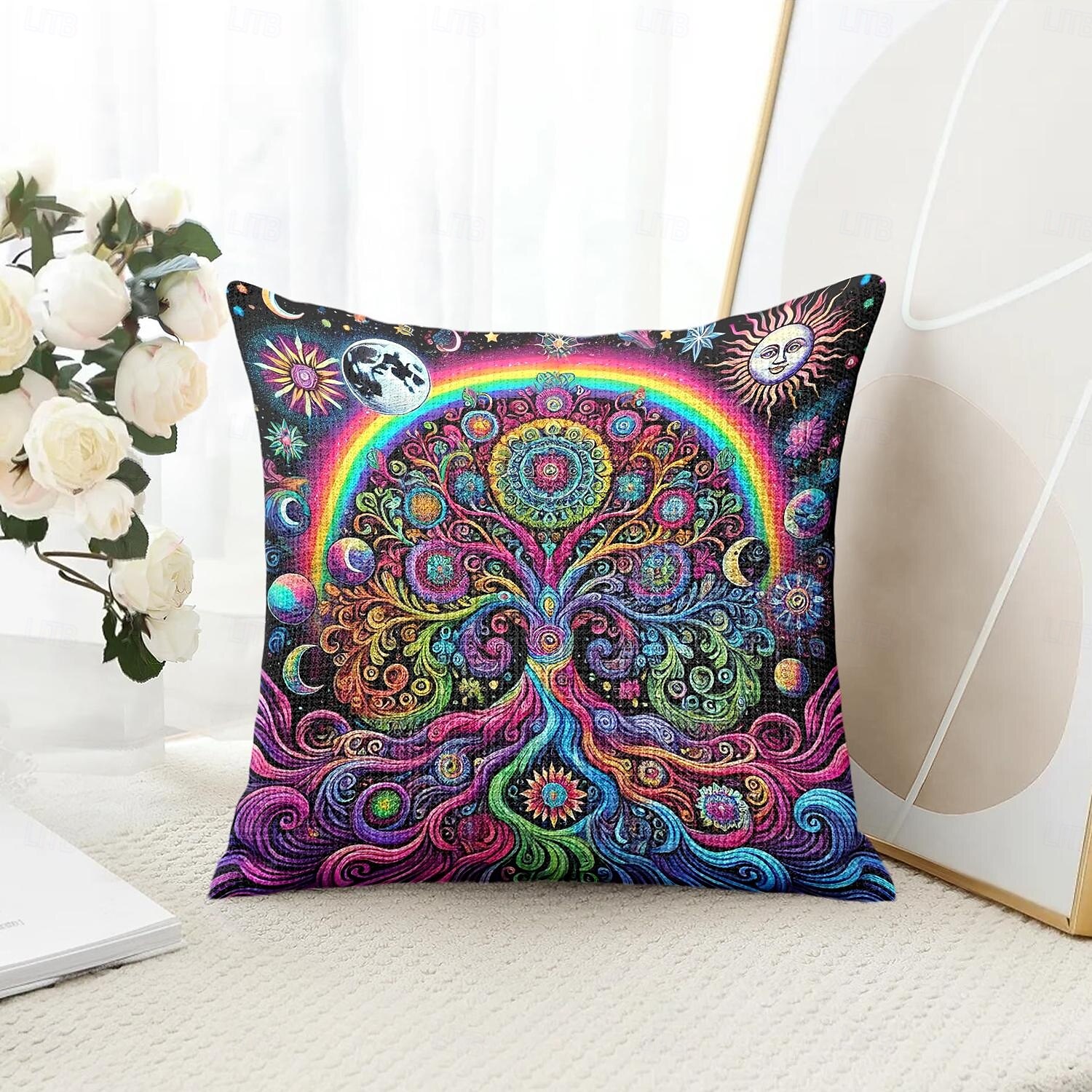 غطاء وسائد م decorative شجرة الحياة 1 قطعة غطاء وسادة مربعة ناعمة لوسادة أريكة لغرفة النوم غرفة المعيشة 2025 - $12.99 –P1