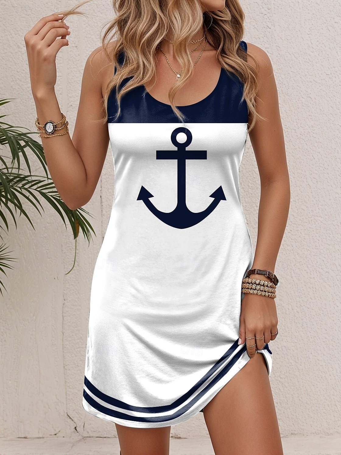 Pentru femei Rochie Mini Rochie Mini Rochie de Vară Rochie A line Rochie Tip Maieu Casual Vacanță Zilnic Plajă Potrivire Largă Inimă Trandafir Steag Fără manșon Stil Nautic Alb Roșu-aprins Albastru 2025 - $21.99 –P2