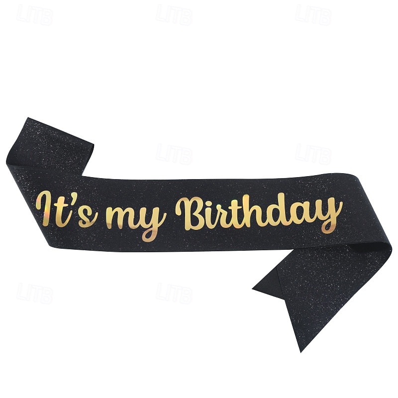 fascia per festa di compleanno in tessuto elastico glitterato, fascia "è il mio compleanno", cintura scintillante per feste per decorazioni per feste di compleanno per bambine del 2025 a $4.99 –P10