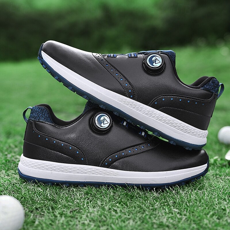 Men's Modern White Golf Shoes with Blue Detailing, Lace-Up Design, Breathable Upper, Perfect for Professional Golfers 2025 - $64.99 –P3