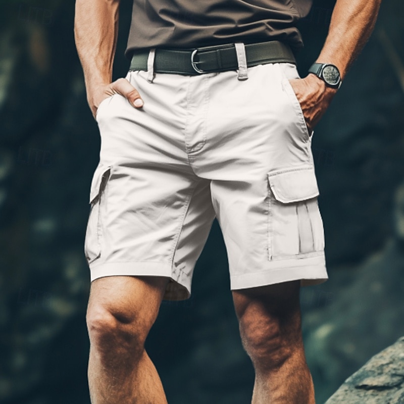 Men's Cargo Shorts Shorts Bermuda shorts Casual Shorts Multi Pocket Straight Leg Plain Comfort Wearable Knee Length Outdoor Casual Camping & Hiking Fashion Streetwear Black Green Micro-elastic 2025 - $27.99 –P1