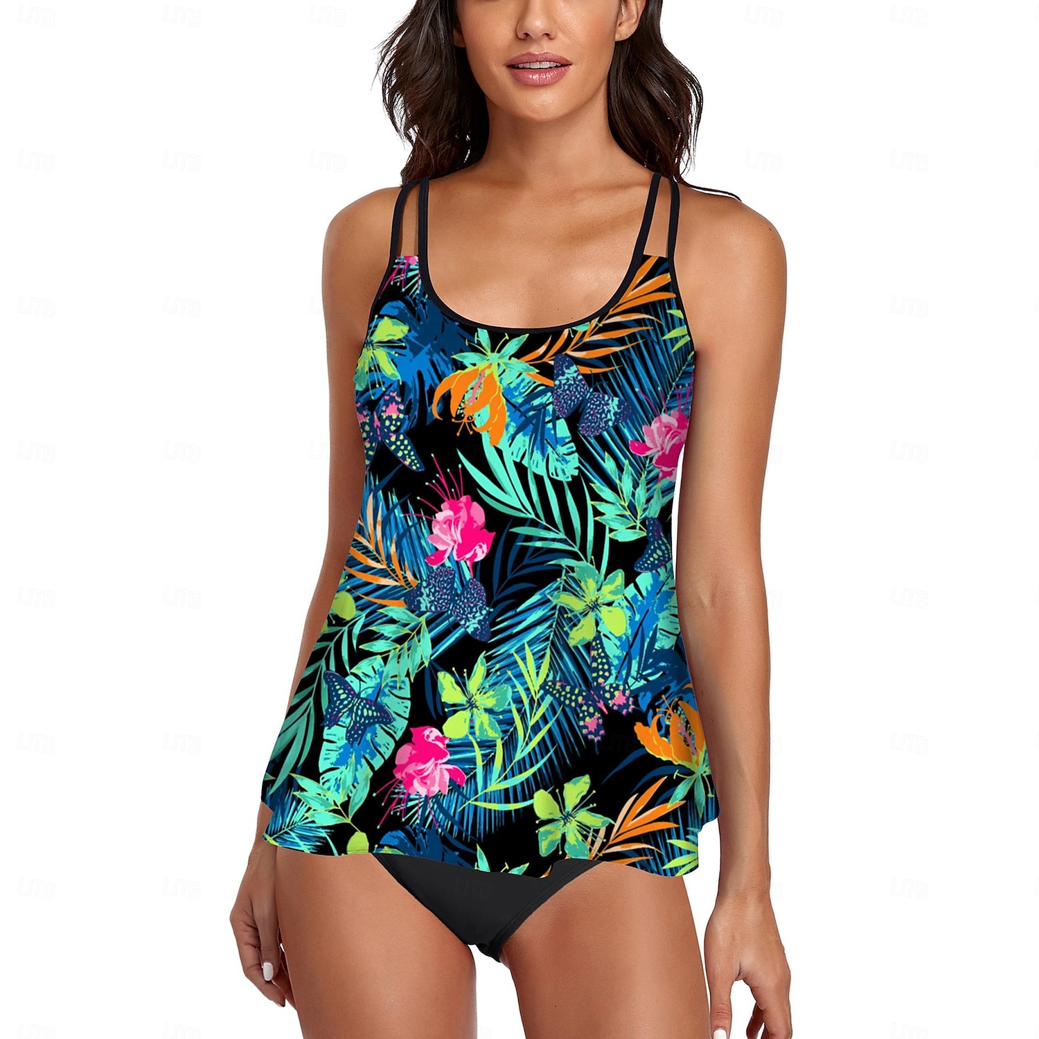 Femme Maillots de Bain Tankini Maillot de bain Hawaïen Magnifique Fleur Feuilles Sans Manches Maillots de bain de 2025 ? $24.99 –P1