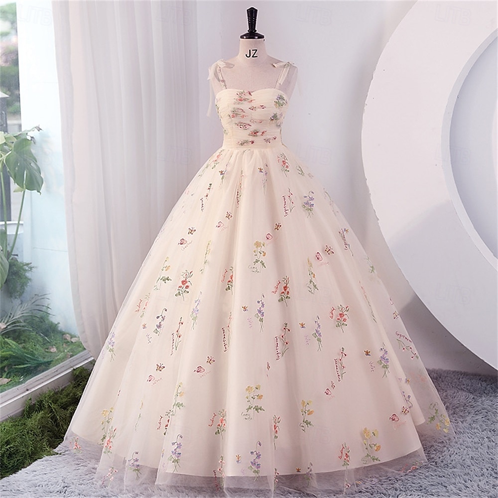 Ball Gown A-Line Quinceanera Dresses Elegant Dress Wedding Wedding Guest Floor Length Sleeveless Spaghetti Strap Polyester Backless with Pleats Sequin 2025 - $89.99 –P1
