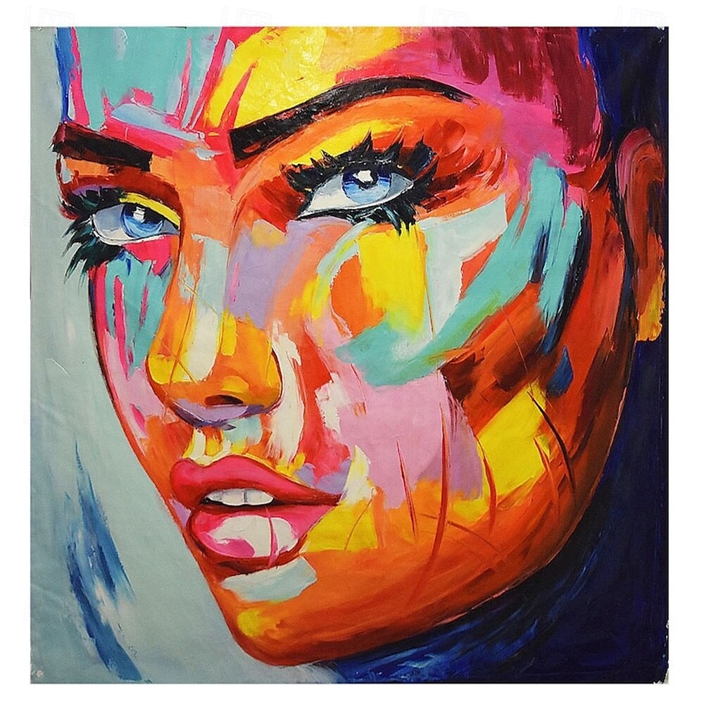 nóż pattle kobiety twarz olej malarstwo ręcznie robiony duży rozmiar figurka akryl oli malarstwo duży obraz płótno malarstwo ręcznie malowane pokryte pop art malarstwo do sypialni salon sztuka 2025 - $116.99 –P3