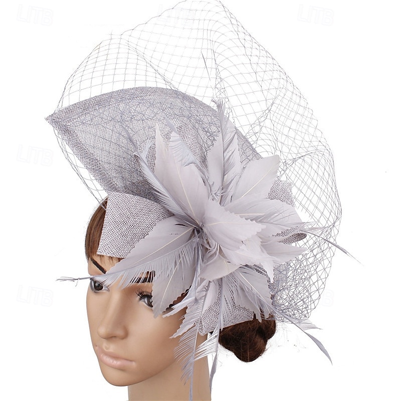 Kopfstück Federn Sinamay Hochzeit Abendgesellschaft Elegant Hochzeit Mit Feder Kopfschmuck Kopfbedeckung 2025 - $20.99 –P2
