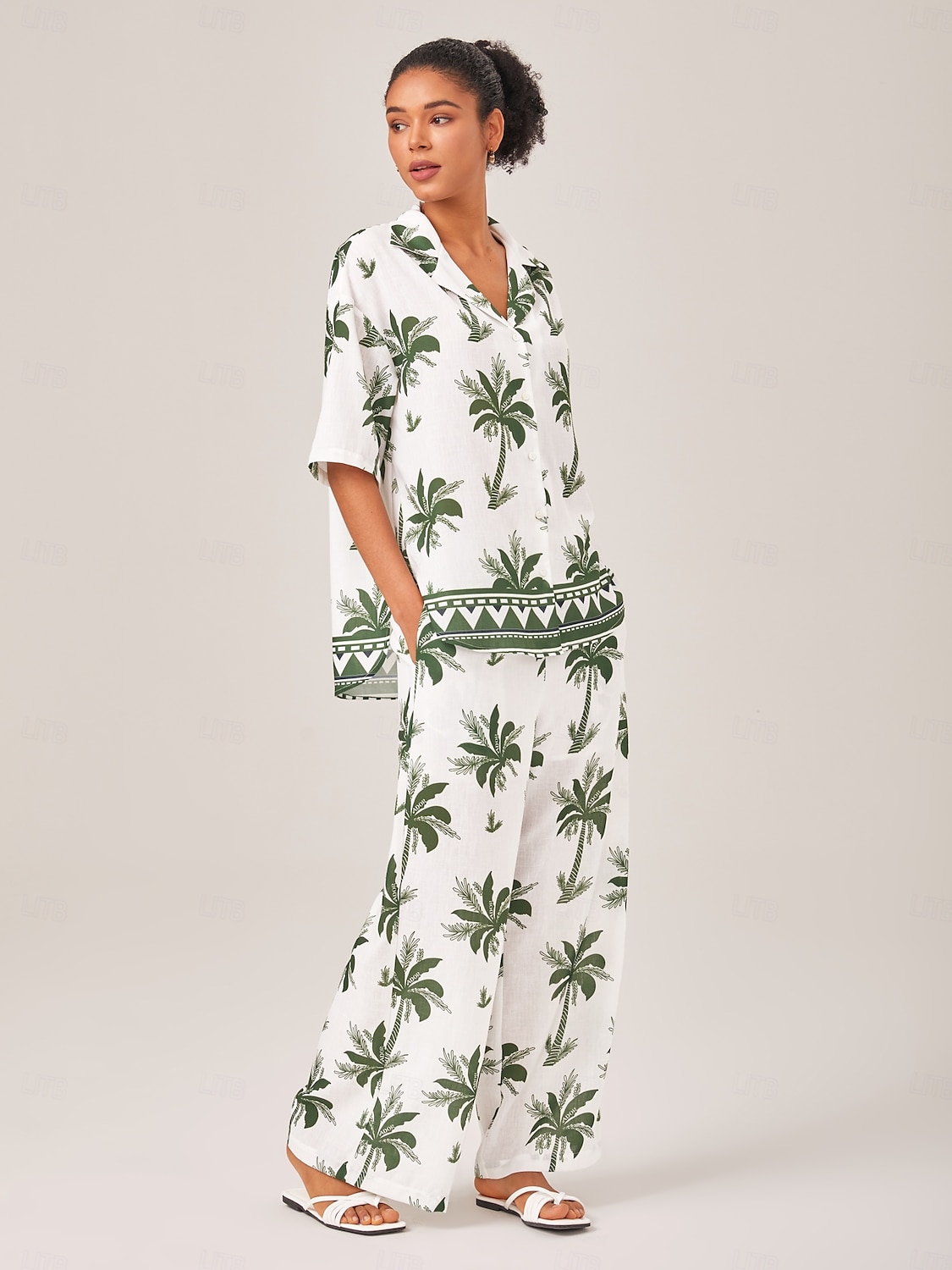 Femmes Col de chemise Vacances Tropical Mode Vert XS S M Été de 2025 ? $89.99 –P2