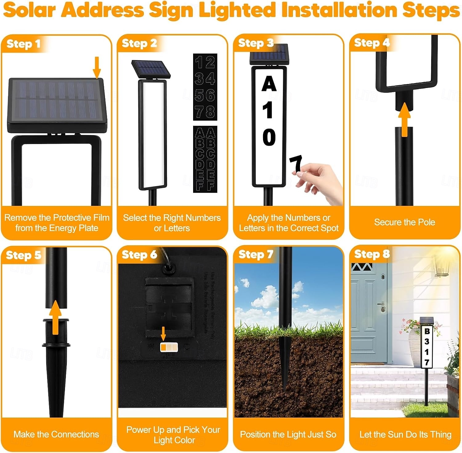 Solar Address Lights Lighted House Address Numbers Sign House Numbers for Outside Light up LED Illuminated Home Number 2-Color Lighting Modes Waterproof Lighted Address Plaque for Yard Home 1PC 2026 - $51.99 –P7