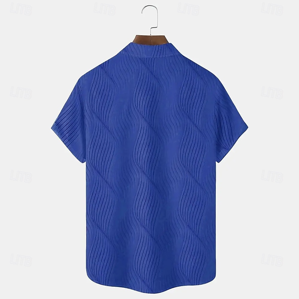 Men's Geometric Striped Shirt Casual Shirt Button Up Shirt Short Sleeve Fashion Casual Outdoor Vacation Holiday Summer Spring Turndown 3D Print Collared Shirts Light Blue Pink Khaki Dark Blue 2025 - $23.99 –P6